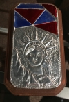 Lady Liberty Embossed aluminum on wood 