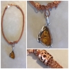 Viking Knit Woven chain with Amber Pendant